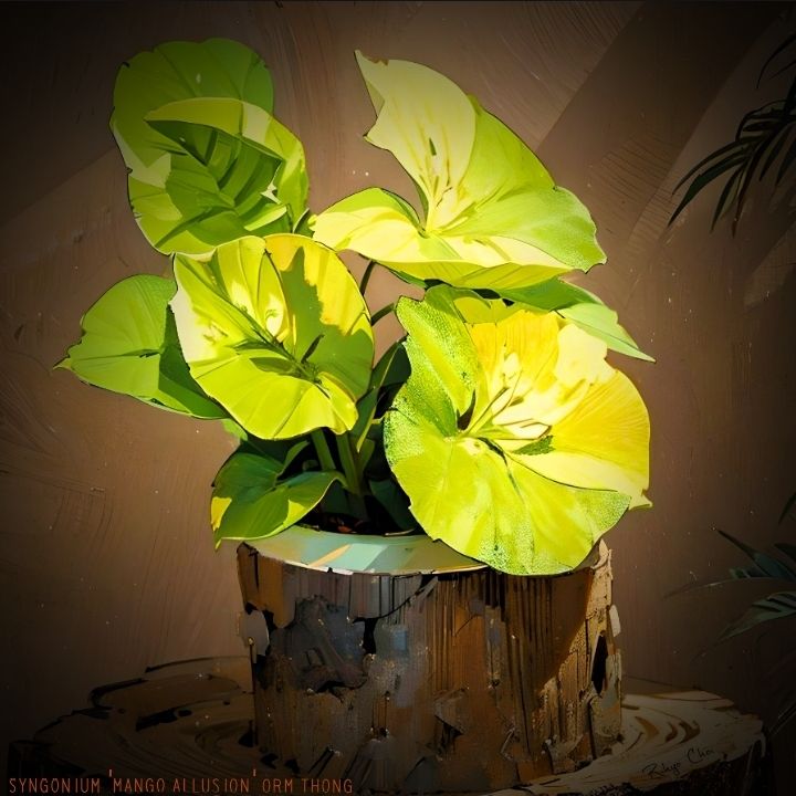 Photo of the plant species Syngonium Mango Allusion Variegated by @JenobiBLU named Flemango on Greg, the plant care app