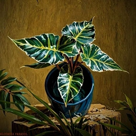 Photo of the plant species Alocasia 'Parasol' by @JenobiBLU named Paramore on Greg, the plant care app