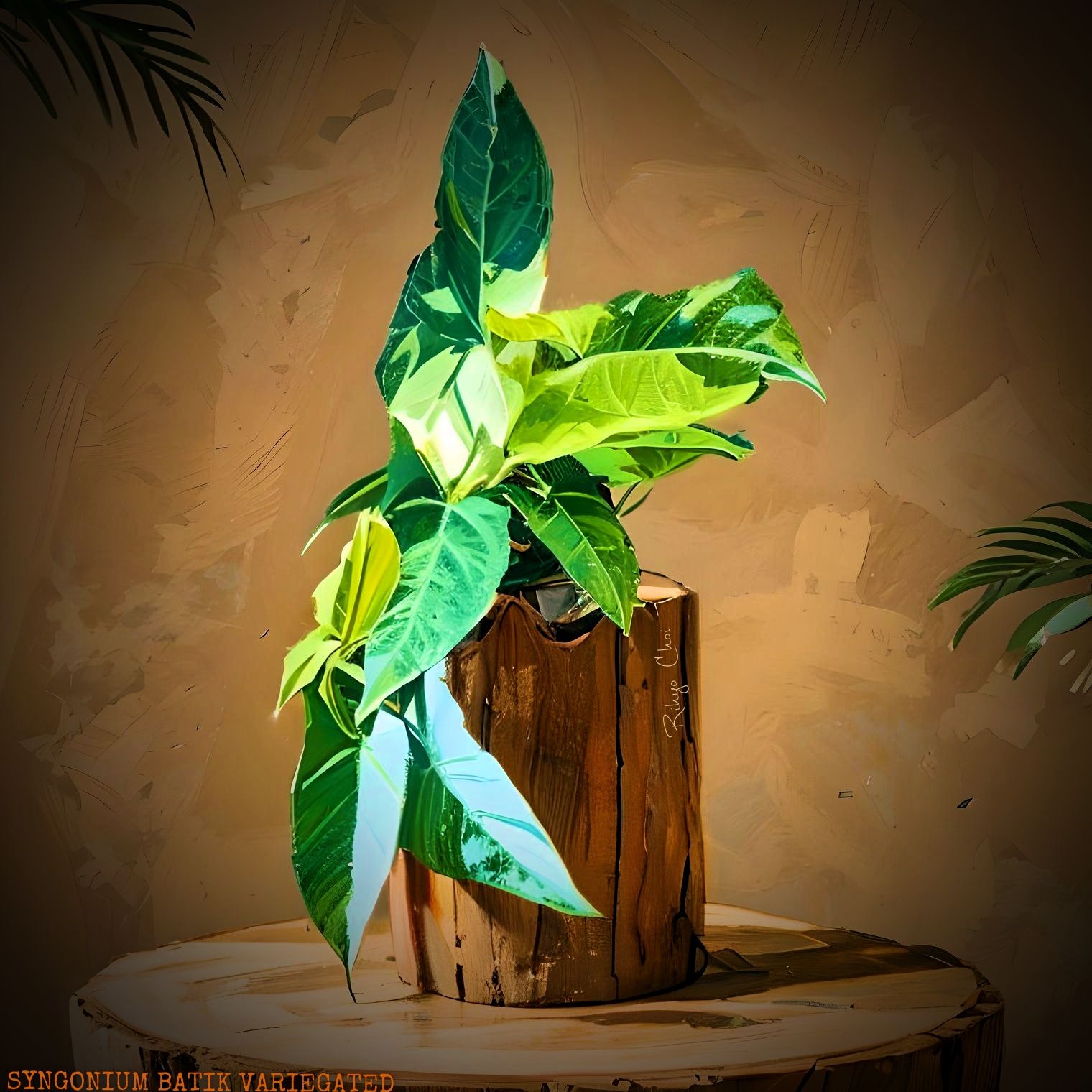 Photo of the plant species Syngonium 'Batik Aurea Variegated' by @JenobiBLU named Moscato on Greg, the plant care app